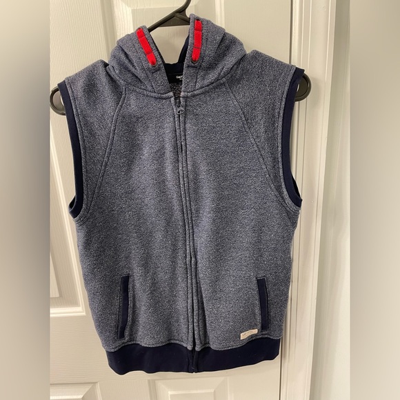 GAP Other - The GAP kids hooded sleeveless vest blue and red size 10
